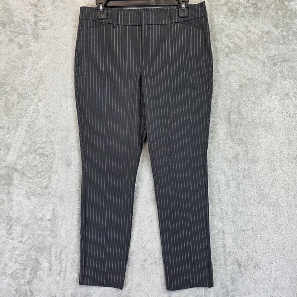 Old Navy Pants Womens Size 10 Gray Pinstripe High Rise Pixie Skinny Ankle Dress - Picture 1 of 12